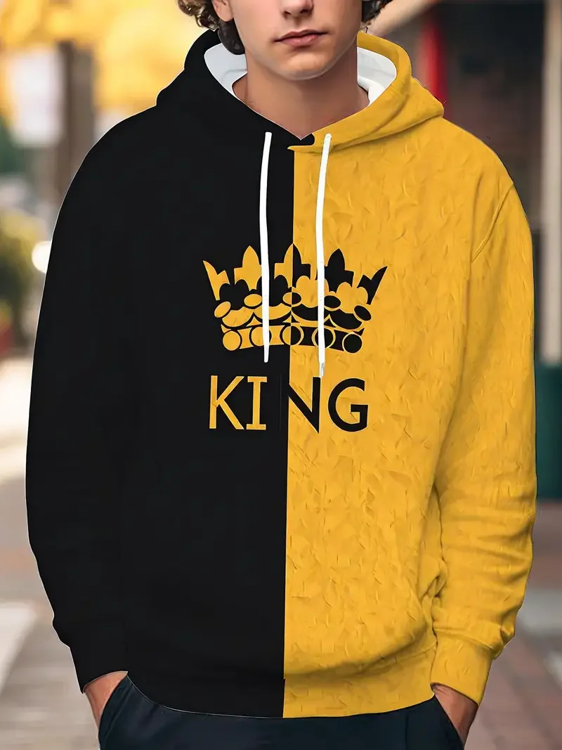 

Men's Hoodie King 3D Print Sweatshirts Harajuku Hooded Shirt Pullover Casual Clothes Streetwear Oversized Top Men's Clothing