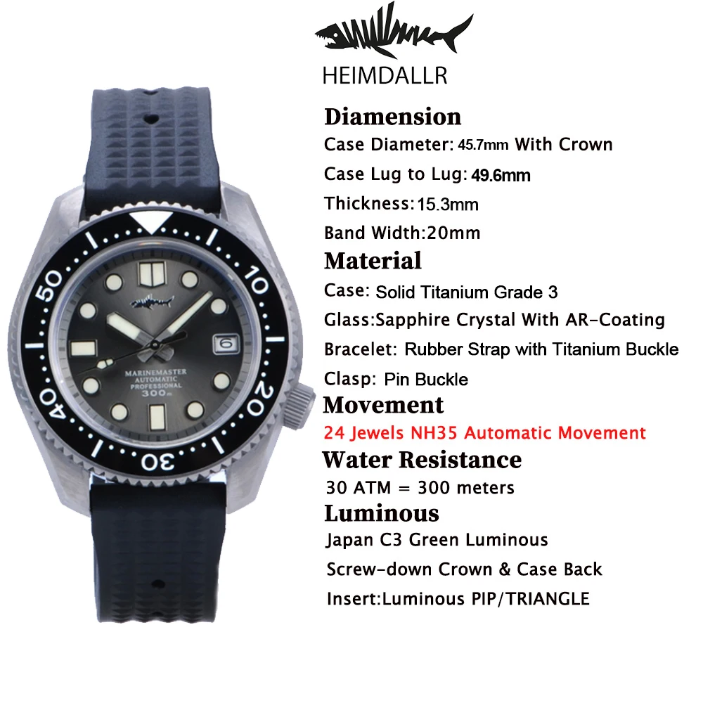 HEIMDALLR Men Watch Free Shipping SBDX Titanium MM Diving Luminous Clockwork Automatic Mechanical Watches Men Watches For Man