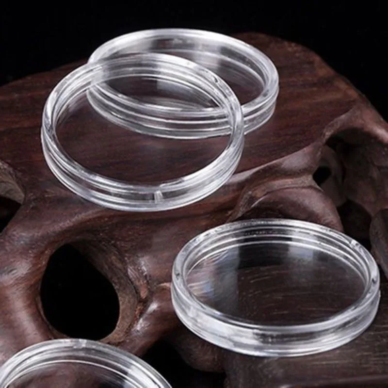 حاويات كبسولات العملات المعدنية مقاس 23 مم، حاملات طلاء شفافة عالية الشفافية، مستديرة لحماية الحواف المزخرفة بدقة #6