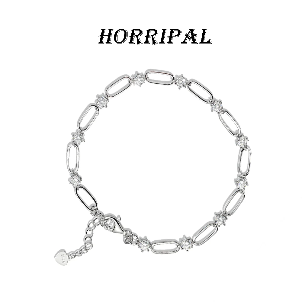 

HORRIPAL New Moissanite Silver Bracelet for Women GRA S925 Sterling Silver Ins Designer style Adjustable Fashion Fine Jewelry