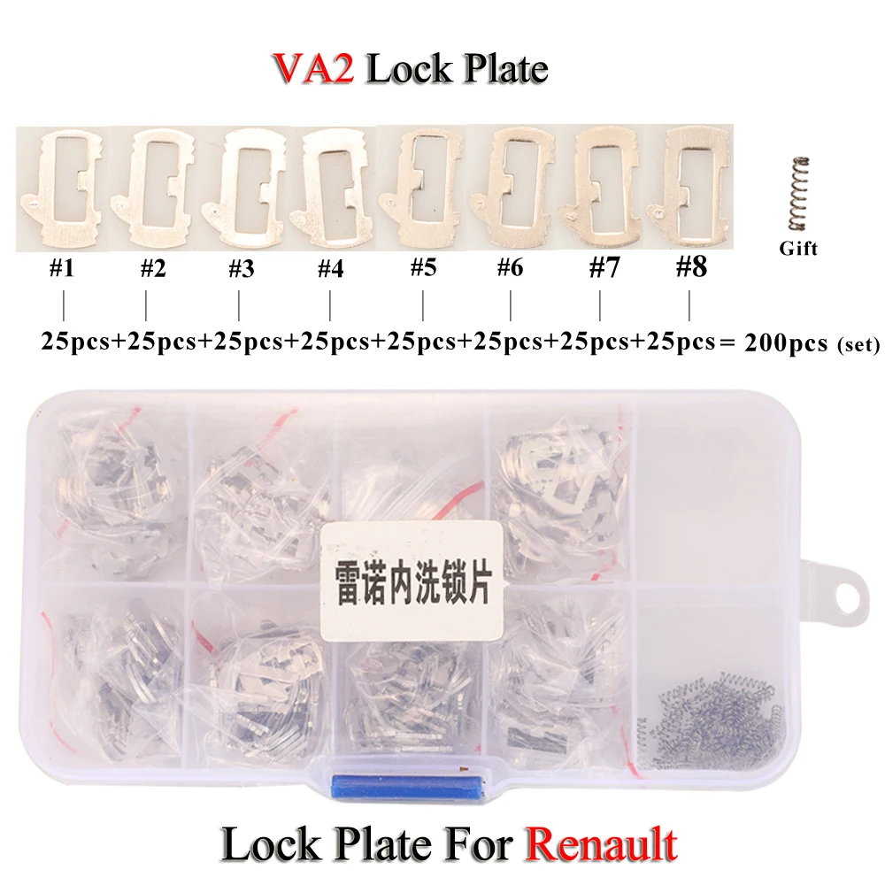 

jingyuqin 200pcs VA2 Lock Reed Lock Plate For Renault Car Key Renault inner Milling Locking Reed Locks Repair Accessories Kits