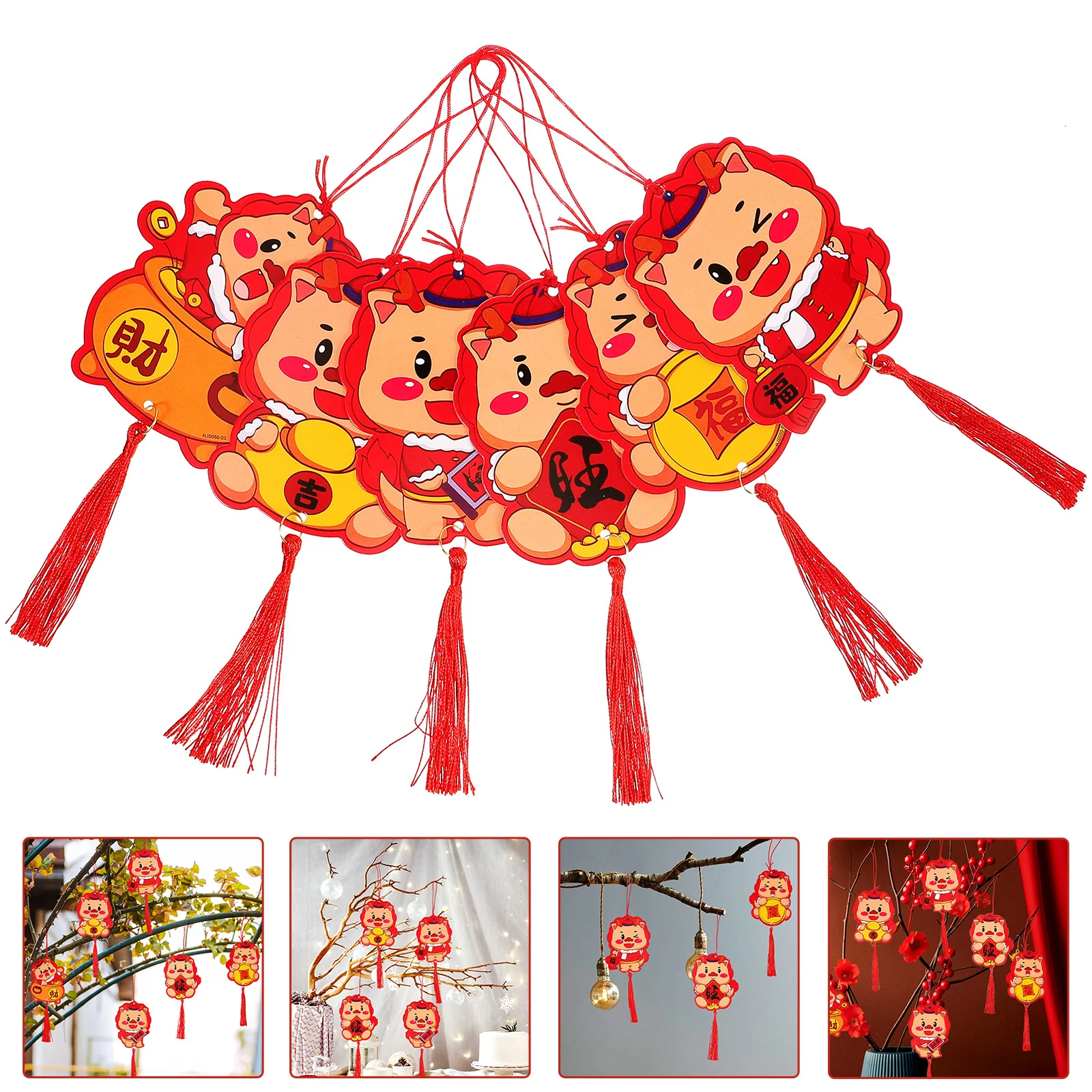 6 шт., новогодний подвесной декор, подвеска в китайском стиле, праздничные принадлежности, весенние праздничные украшения, настенное внутреннее украшение для дома