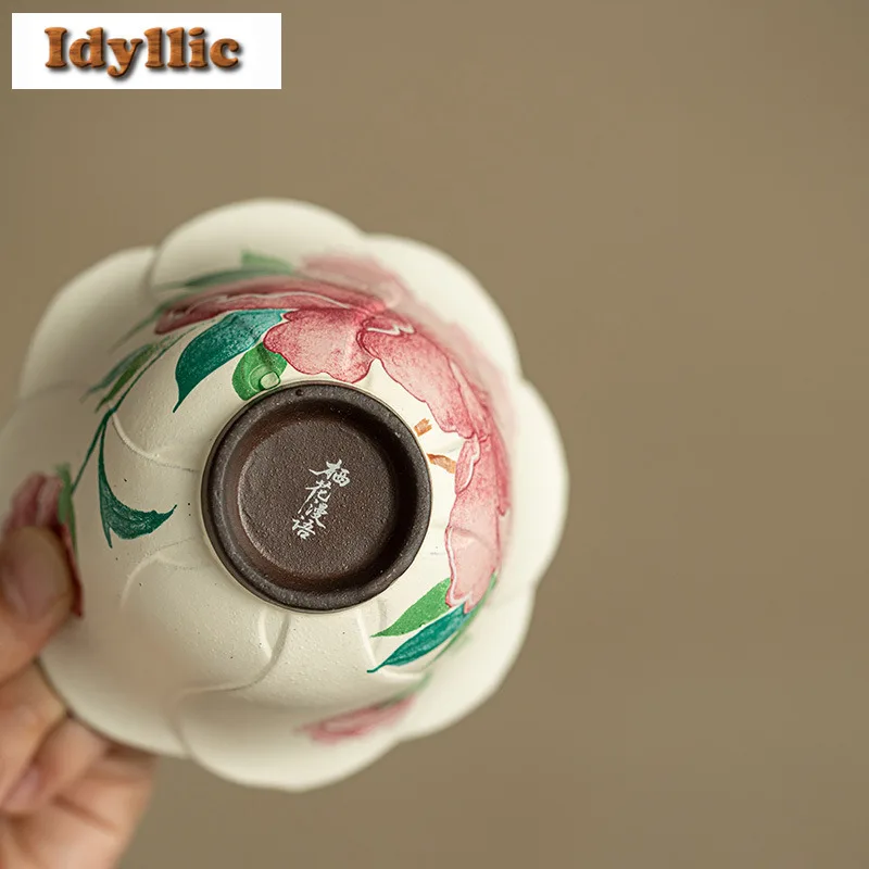 150 مللي قديم روك كلاي ضوء ماكياج الفاوانيا Gaiwan خمر الشاي تورين براد شاي مع غطاء عدة صنع الشاي غطاء السلطانية عناصر الشاي الحلي #6