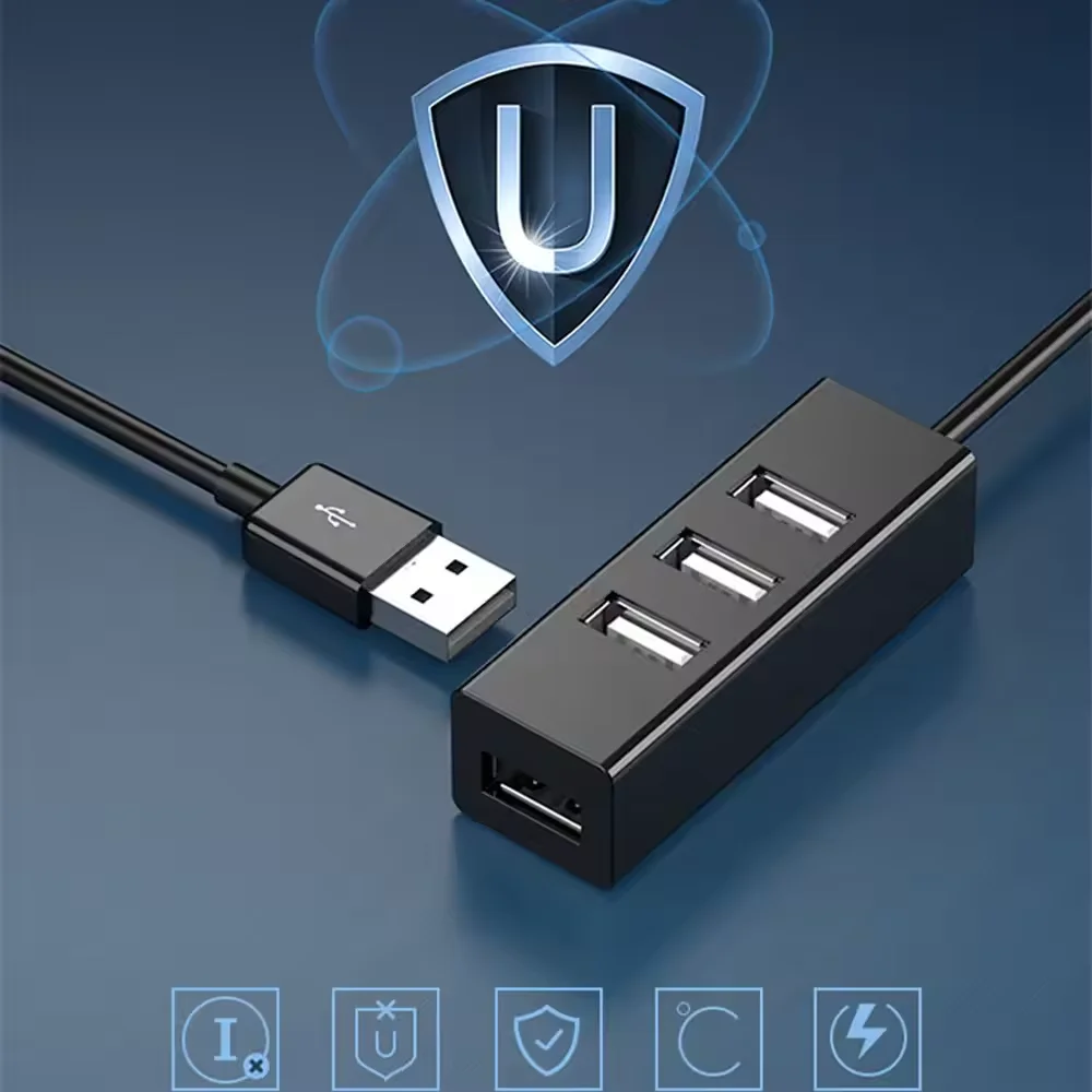 Hub USB متعدد المتوسع Hub USB Splitter محول الطاقة عالي السرعة 4 منافذ في واحد لملحقات جهاز الكمبيوتر الشخصي