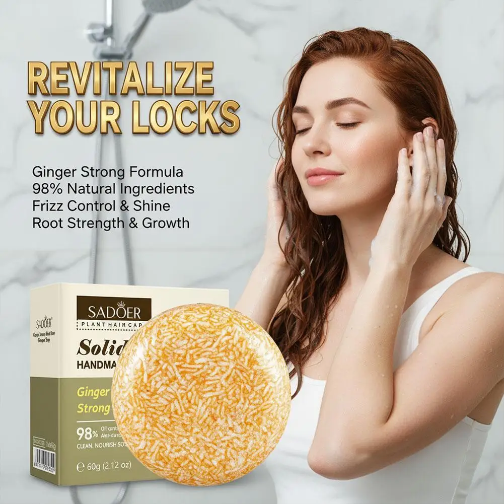 1pcs Ginger Shampoo Bar Anti Hair Loss Strengthens Hair roots Soap Natural Organic Scalp Care Oil Control Thicker Volumizing