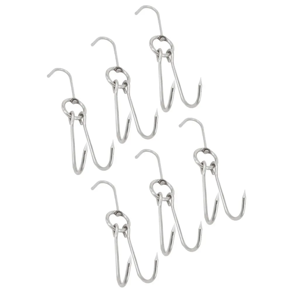 

6Pcs Stainless Steel Meat Hooks Rust Resistant Kitchen Hanging Hooks for Roast Chicken Bacon Sausage Meat Butchering