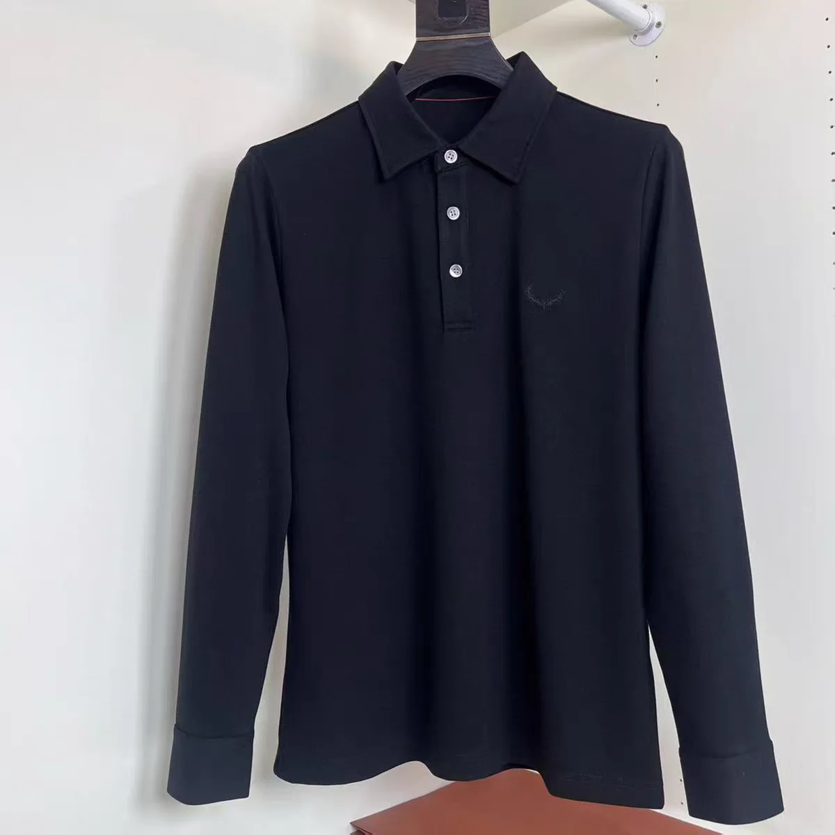 

Embroidered Casual Long Sve irt for Men Faionable Turn-down Collar Busin Leisure Autumn Winter Wear