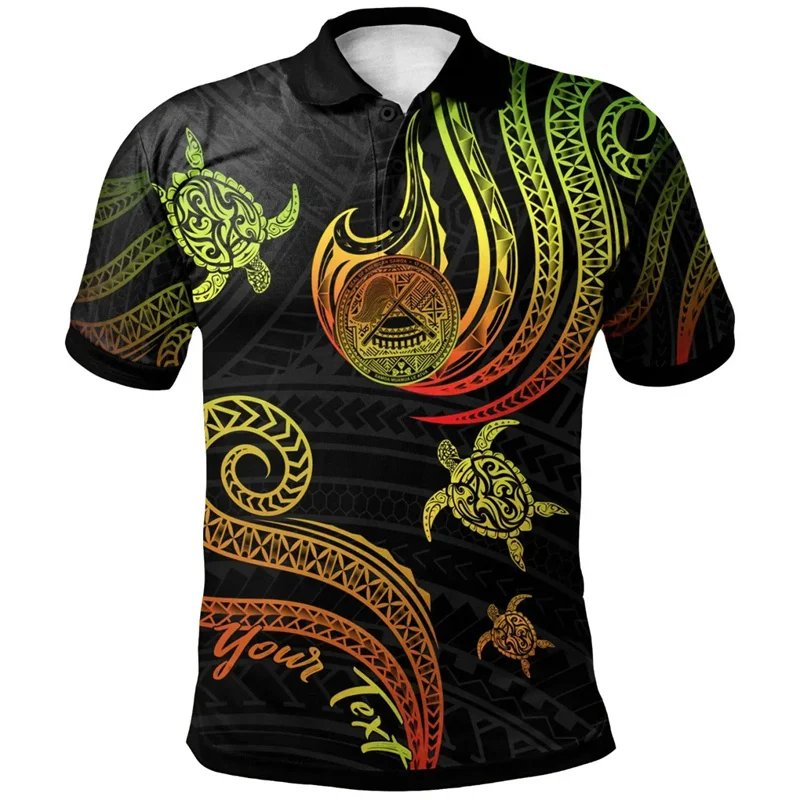 3D American Samoa Tribal Styles Print Polo Shirt For Men Polynesian Samoa Emblem Graphic Polo Shirts Polos Vintage Clothing Tops