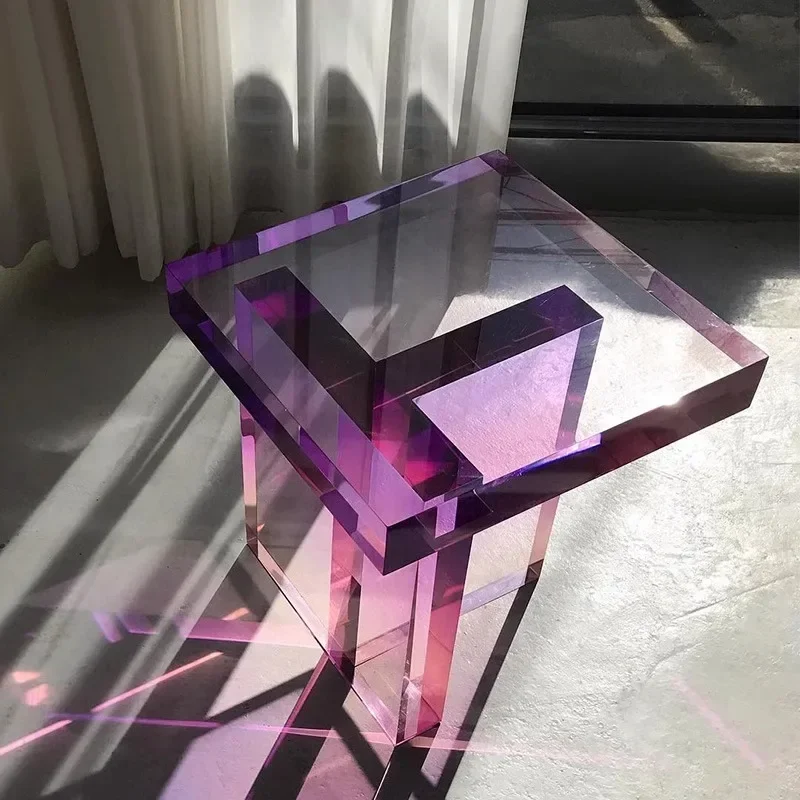 

Purple acrylic gradual change coffee table home creative simple villa entrance living room light luxury color small side table