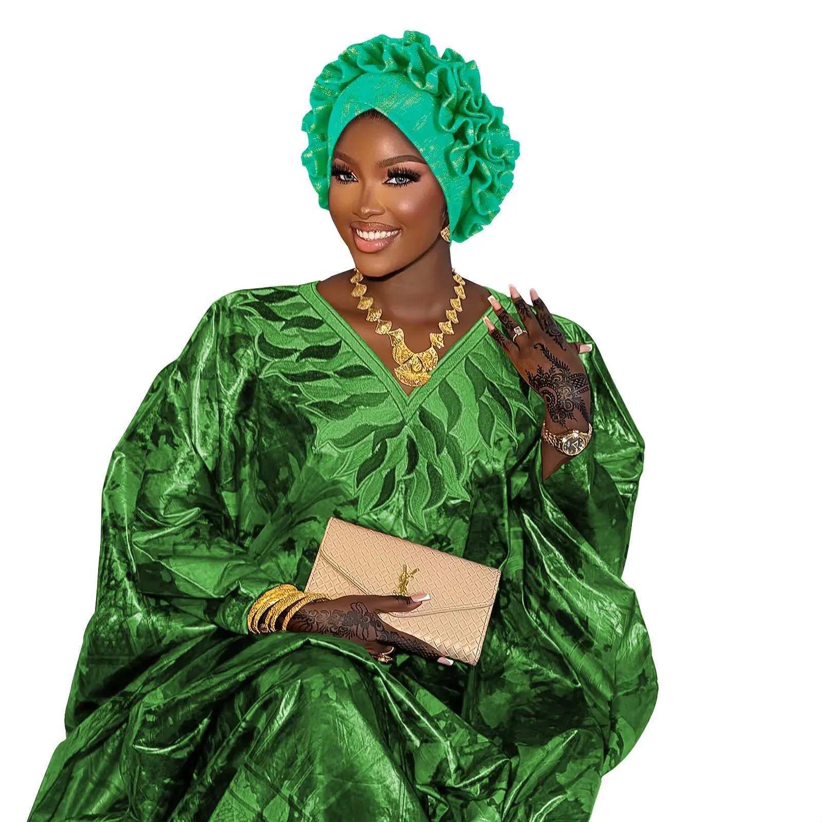 New Muslim Flower Shiny Turban Cap Hijab Women African Auto Gele Headties Bonnet Nigeria Wedding Party Geles Head Wrap Headscarf