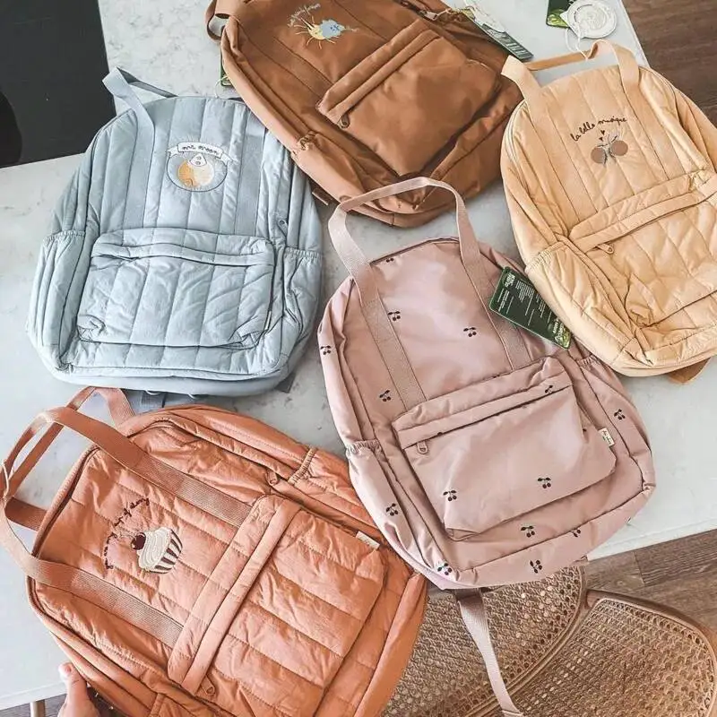 

2024 New KS Brand Baby Mommy Backpacks Two Sized Nylon Casual Kids Schoolbags Embroidered Printed Cute Travel Storage Bags