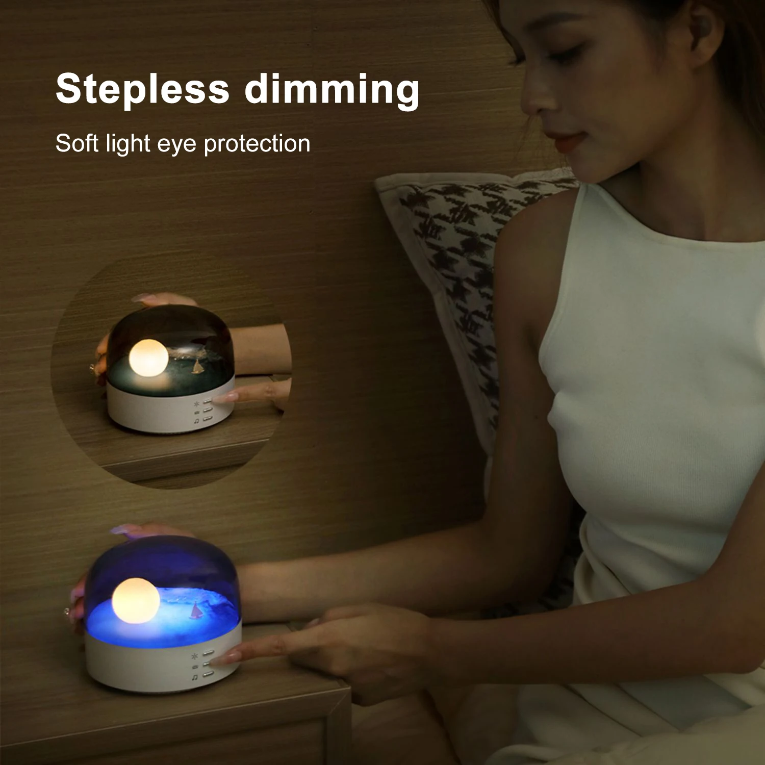 Moon Landscape Night Light With Bluetooth Rechargeable Stepless Dimming Atmosphere Sleeping Nightlights For Kids Christmas Gift