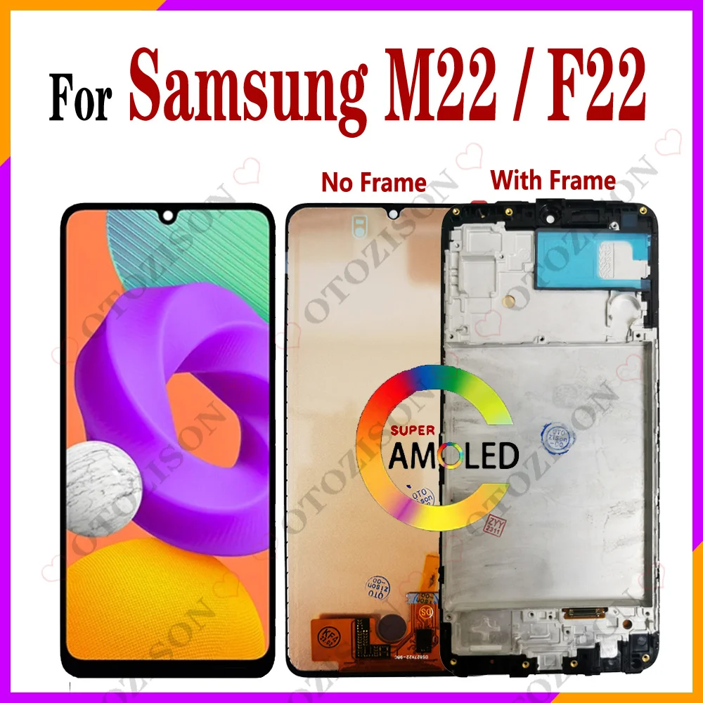 LCD For Samsung Galaxy M22 F22 4G LCD With Frame SM-M225FV SM-E225F/DS Screen Touch Digitizer Assembly M225 E225 Replacement