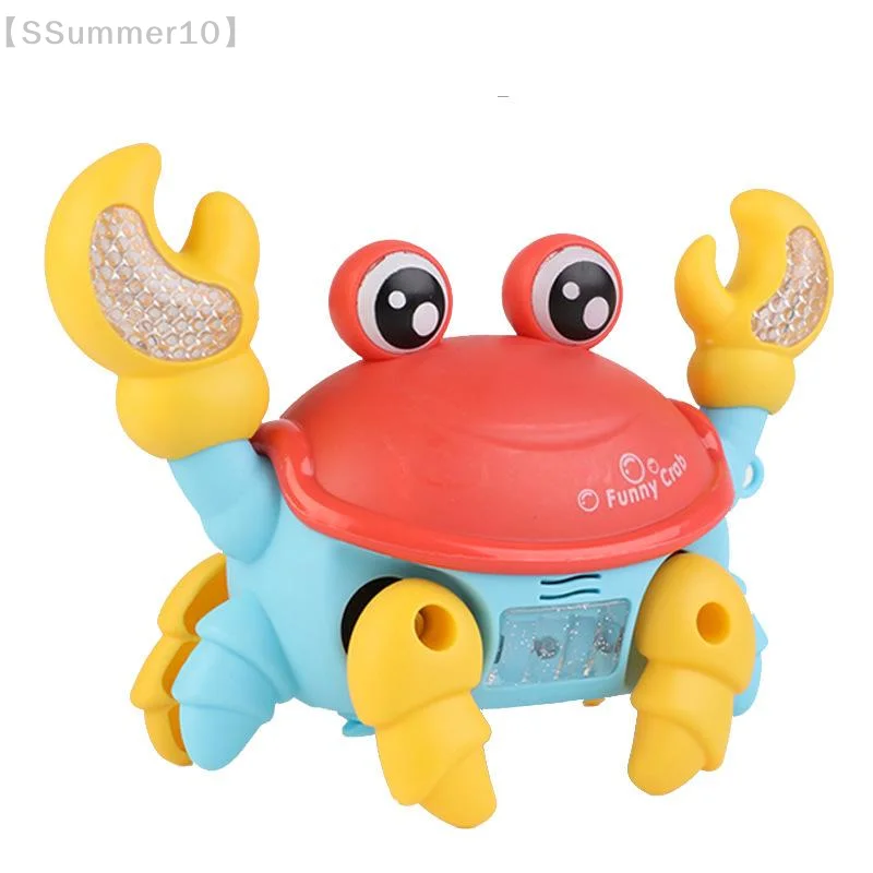 【SSummer10】Electric Crawling Crab Toy for Kids - Walking Moving with Sound Light Interactive Music Gift【SS】