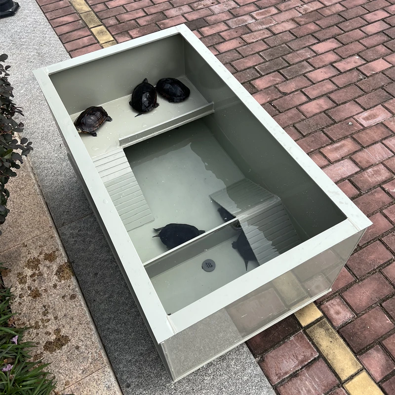 

Thickened turtle box with sun platform turtle pond breeding box tank water and land yellow edge ecological