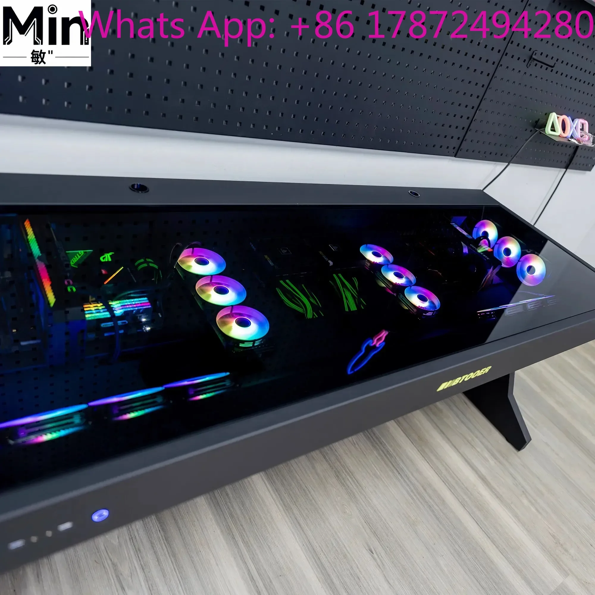 Y13 E-Sports Computer Desk with Dual Host Chassis, MOD Large Water-Cooled Gaming