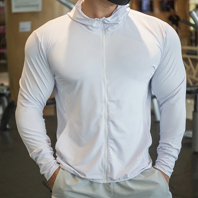 Chaqueta deportiva de alta calidad para hombre, camisetas de manga larga con cremallera, secado rápido, abrigos elásticos para gimnasio y Fitness, sudaderas para correr, 2023