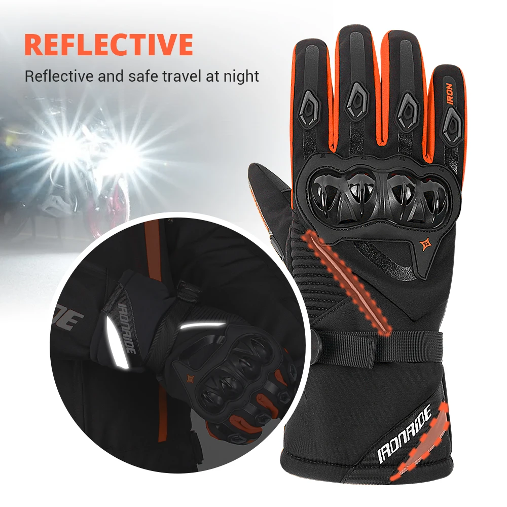 Motorcycle Gloves Winter Warm Waterproof Moto Motorcross Gloves Touch Screen Thermal Fleece Lined Motorbike Riding Gloves