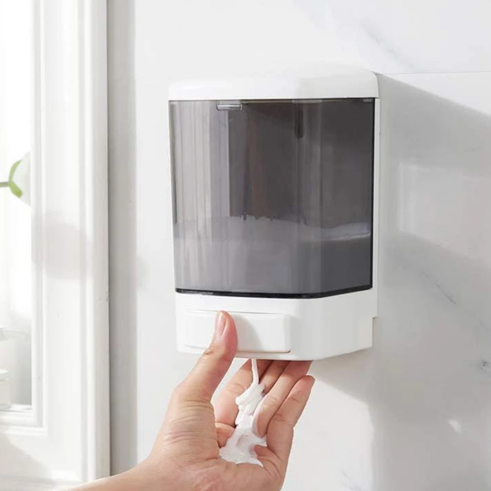 

Soap Dispenser Plastic Manual Large Capacity Bathroom Hand Liquid Wall Mount Non Drip Easy Refill Premium Material Home Kitchen