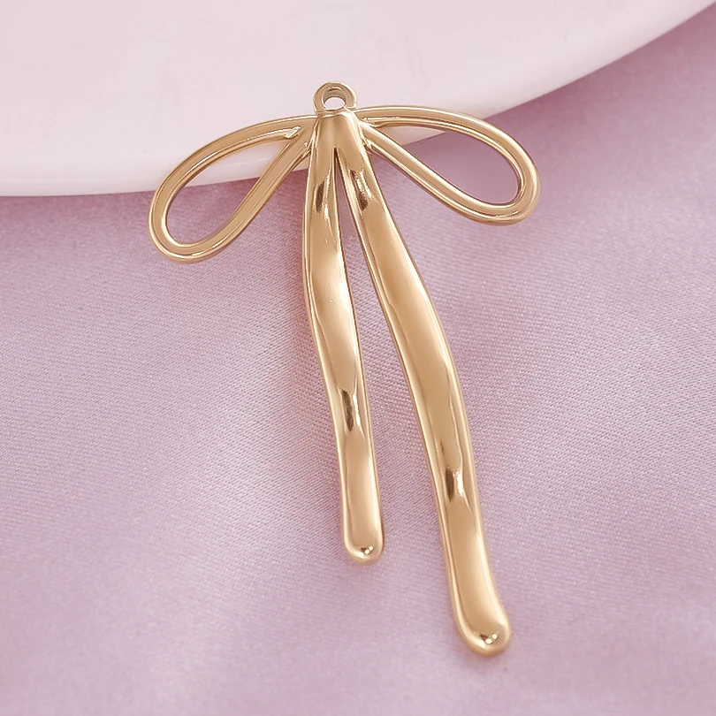 Elegant Gold Color 10pcs/lot Bow Pendants Stainless Steel Bow-knot Charms DIY Jewelry Findings for Necklace Earrings Never Fade