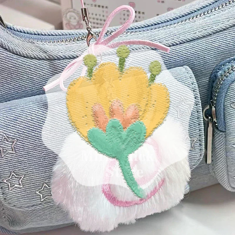 Cute Plush Squid Roll Keychain Fluffy Soft Anime Stuffed Toy Backpack Bag Charm Pendant Adorkable Lovely Gift