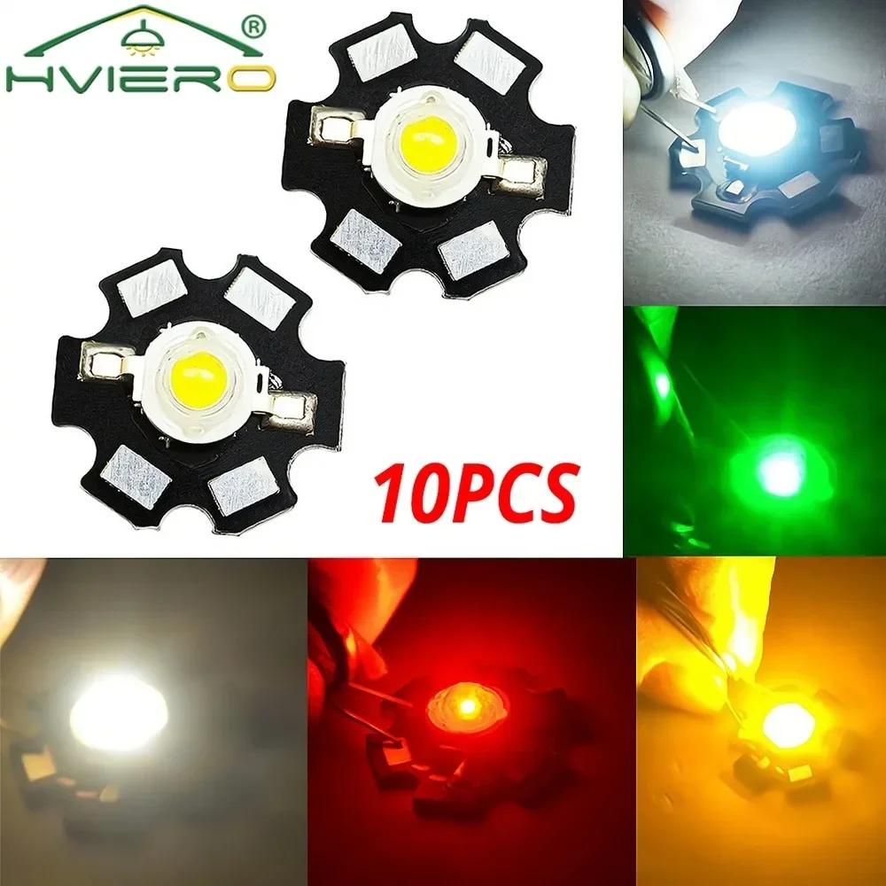 10X High Power Chip 1W 3W White Red Blue Green Light Bead Emitter LED Bulb Diodes Lamp Beads With 20mm Star PCB Platine Heatsink