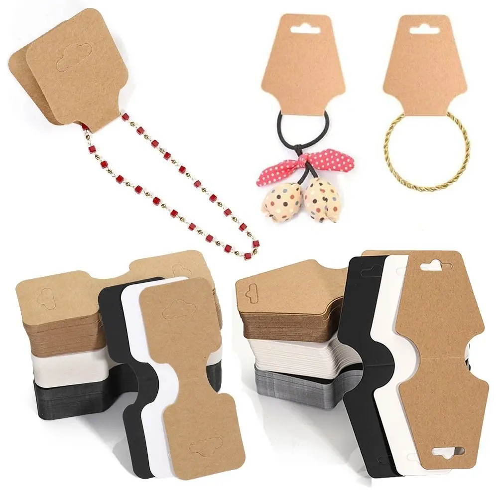 50Pcs Jewellery Packing Card Display Holder Cardboard Hanging Blank Tag Necklace Bracelets DIY Headband Hair Rope Gift Wrapping