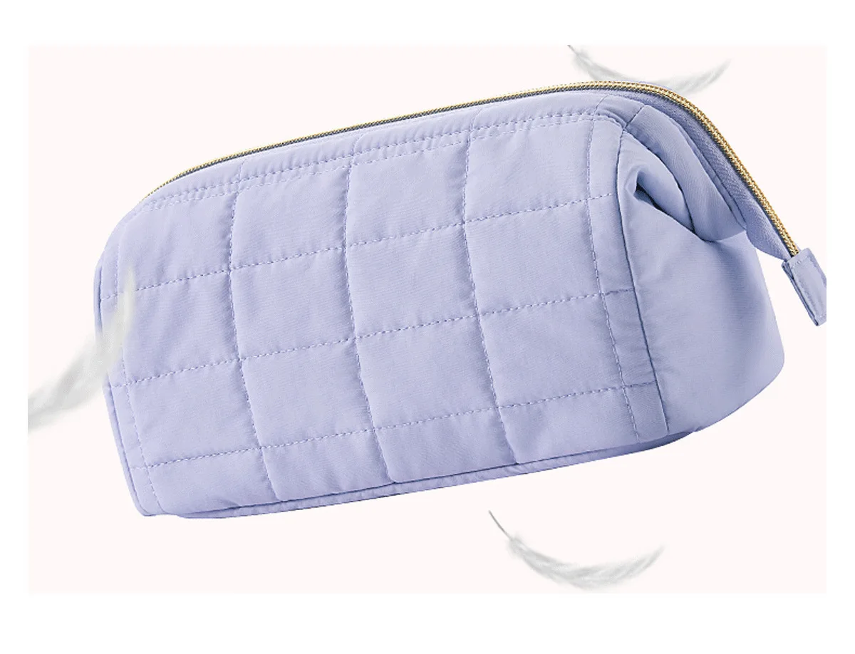 Ladies' Large Capacity Cloud Makeup Bag, Foldable and Portable for Travel and Grooming, Light Colored Storage Bag