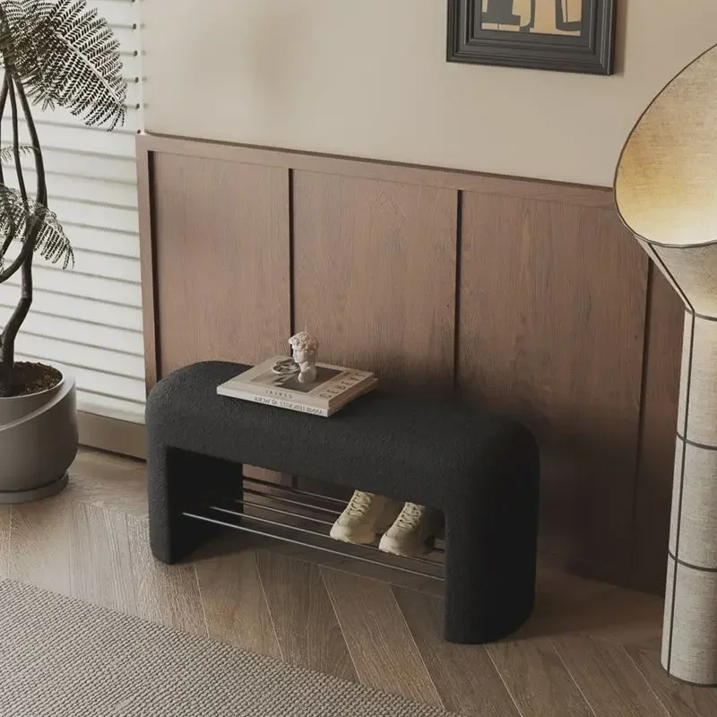 الأحذية المنزلية تغيير البراز الجلوس رف الأحذية خروف المخملية الأحذية الفوز البراز غرفة المعيشة مدخل المنزل أريكة مقعد السرير #3