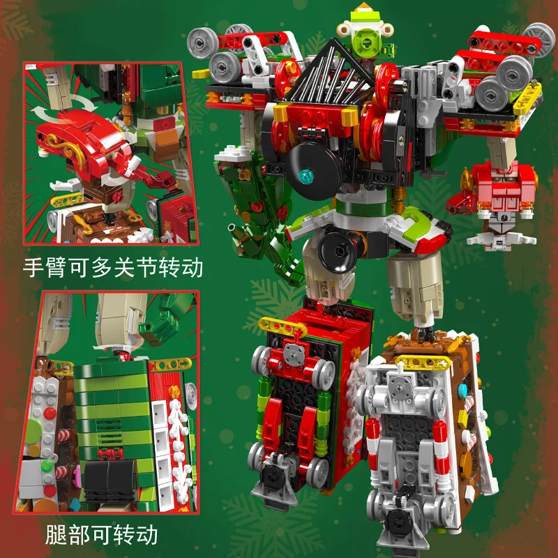 Kreative Weihnachten Band Bausteine Spielzeug Roboter Zug Modell Santa Claus Schnee Kutsche Ziegel Spielzeug für Kinder Jungen Weihnachten Geschenk