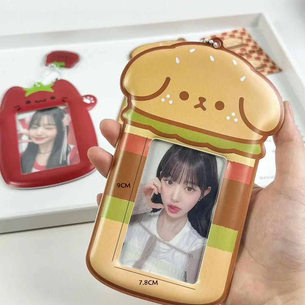Чехол для фотокарт с изображением гамбургера и собаки, держатель для студенческих карт, держатель для фотокарточек с помидорами и котом, защитный чехол для фотографий, сумка, брелок