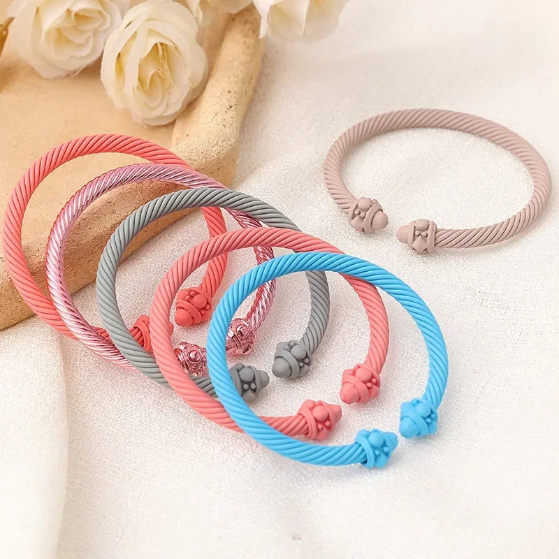 2023 Stainless Steel Matte Paint Macaron Color Matching Fashion Women\'s Open Bracelet Gift Accessories Jewelry