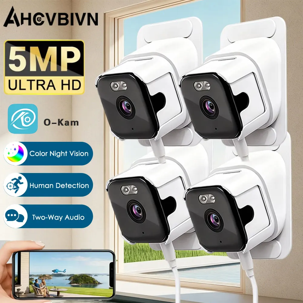 

5MP 2K Window Camera 5GHz WiFi Indoor Cameras For Home Security Color Night Vision Motion Detection 24/7 Recording Quick Install