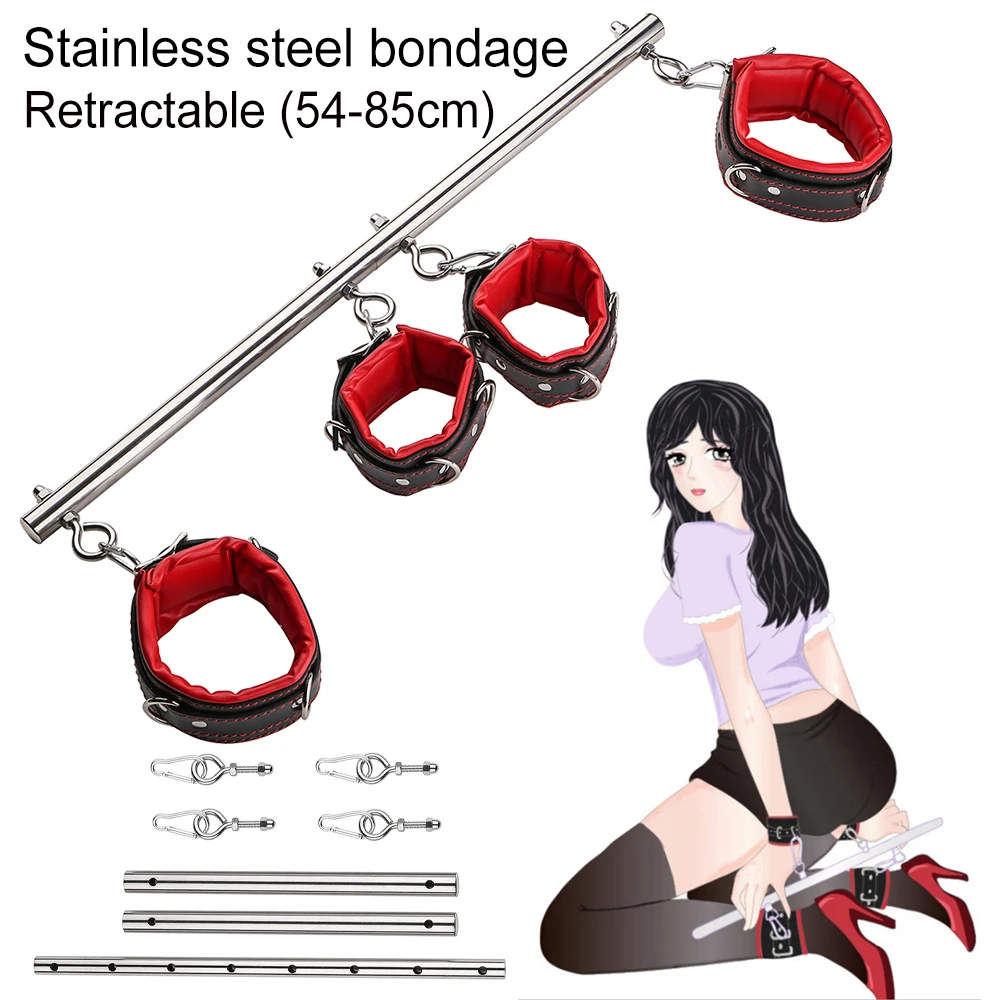 Ensemble de Bondage BDSM en Acier Inoxydable pour Couples, Jouets Sexuels Télescopiques Réglables, Menottes de Rinçage, Retenues Fétichistes