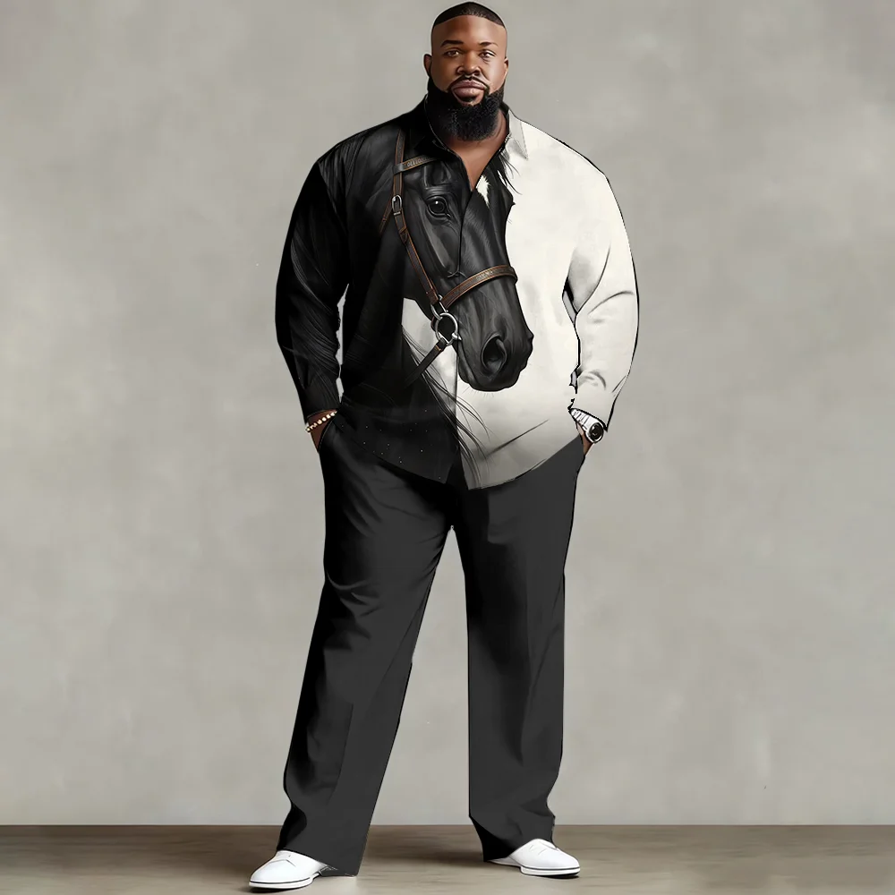 

Комплект мужской рубашки больших размеров S-9xl: Goofy Animal Charm — дышащая ткань, гладкий дизайн животных Witty, устойчивый к морщинам,