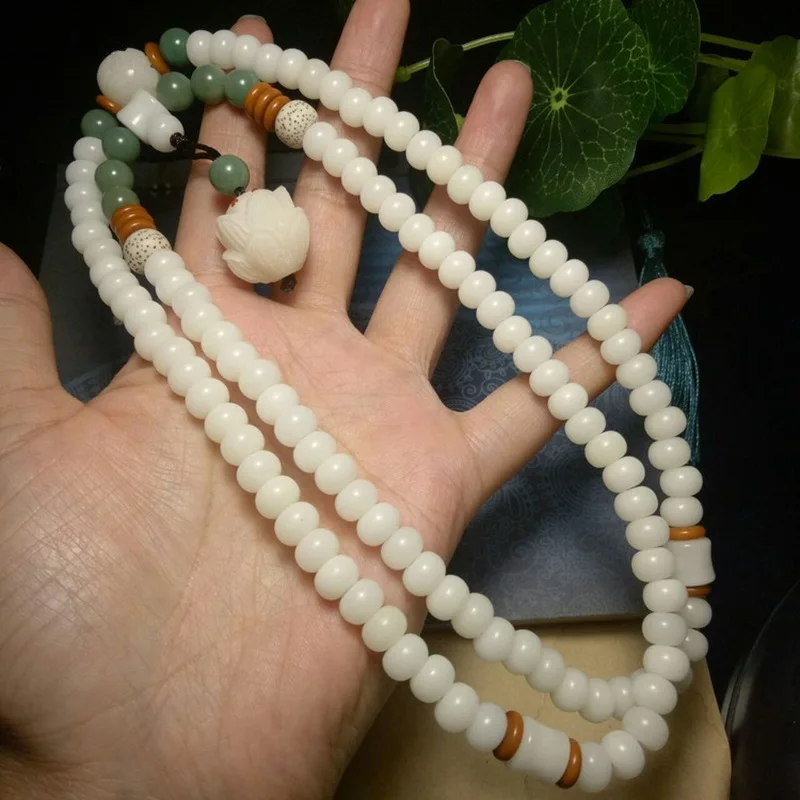 Original designs of various root bracelets, white jade Bodhi 108 prayer beads bracelet for men and women 2