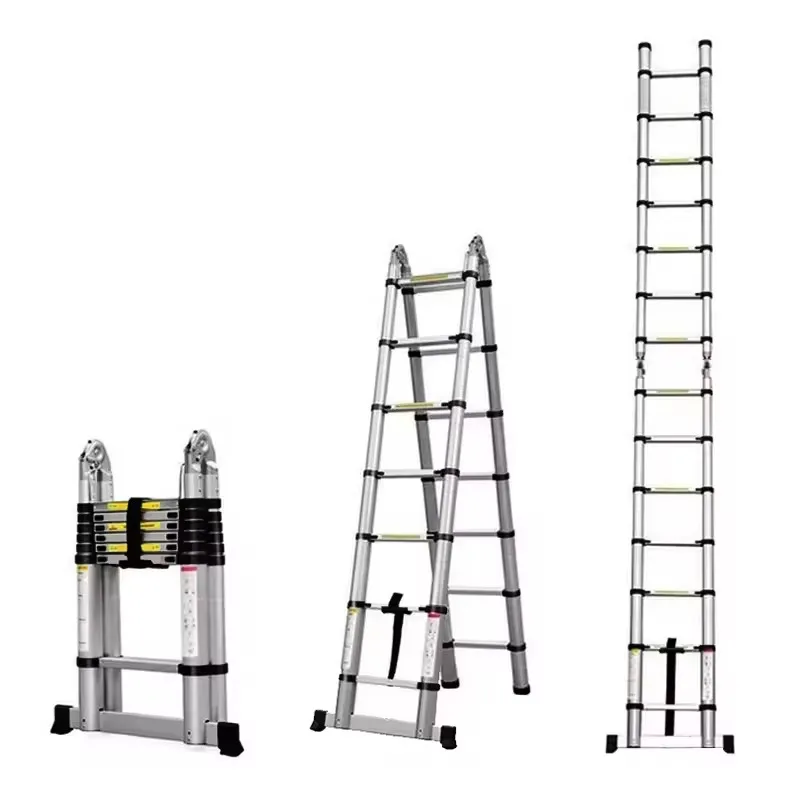 Lightweight Aluminum Alloy Insulated Telescopic Step Folding Ladder Modern Multi-Purpose Extension Foldable Indoor Stair