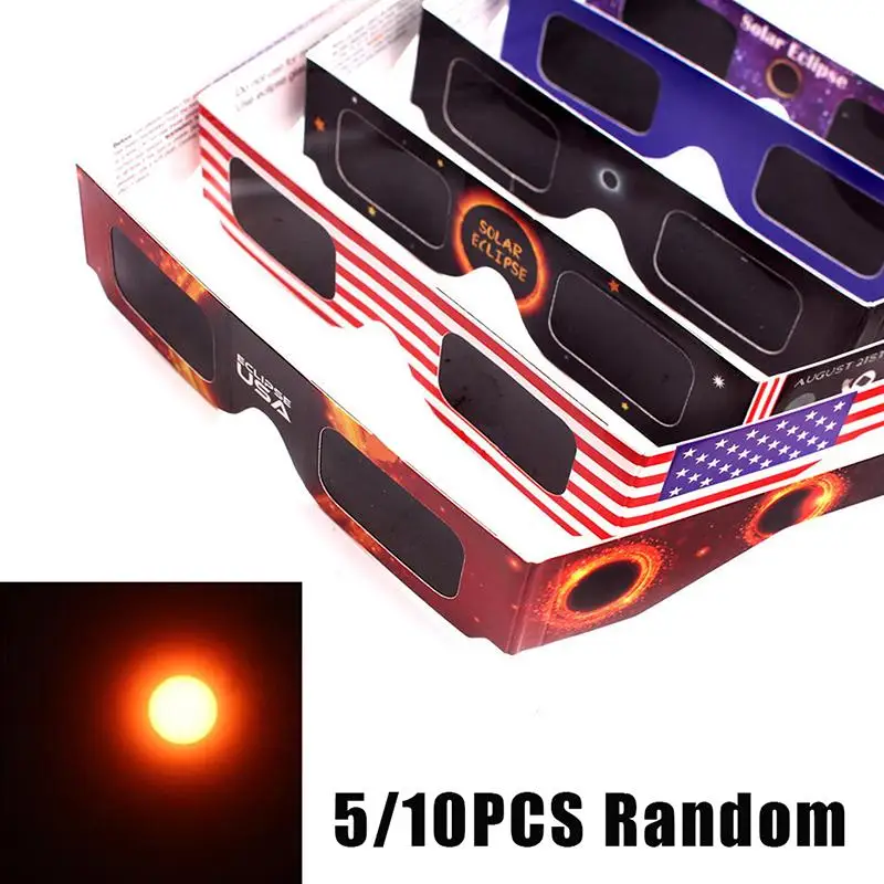 NEW 5/10Pcs Solar Eclipse Glasses Eye Protection Shades Direct Sun Viewing Eyewear For Total Partial Solar Eclipse Outdoor Gear
