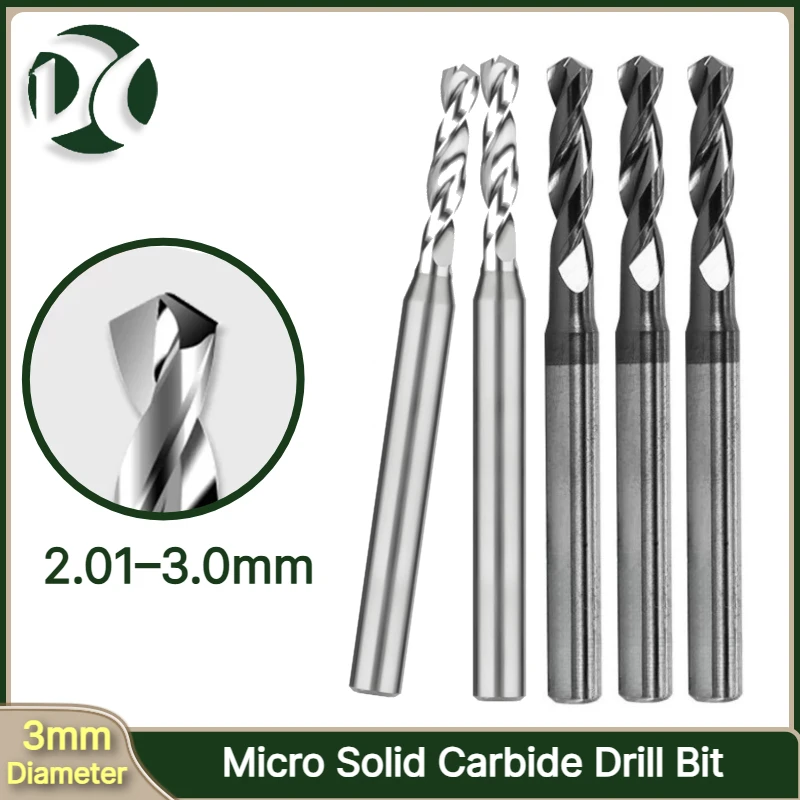 2.01–3.0mm Micro Solid Carbide Drill Bit, Precision Mini CNC Tool for Through Holes, 2.5mm & 3mm Diameter, Ideal for Metal Steel