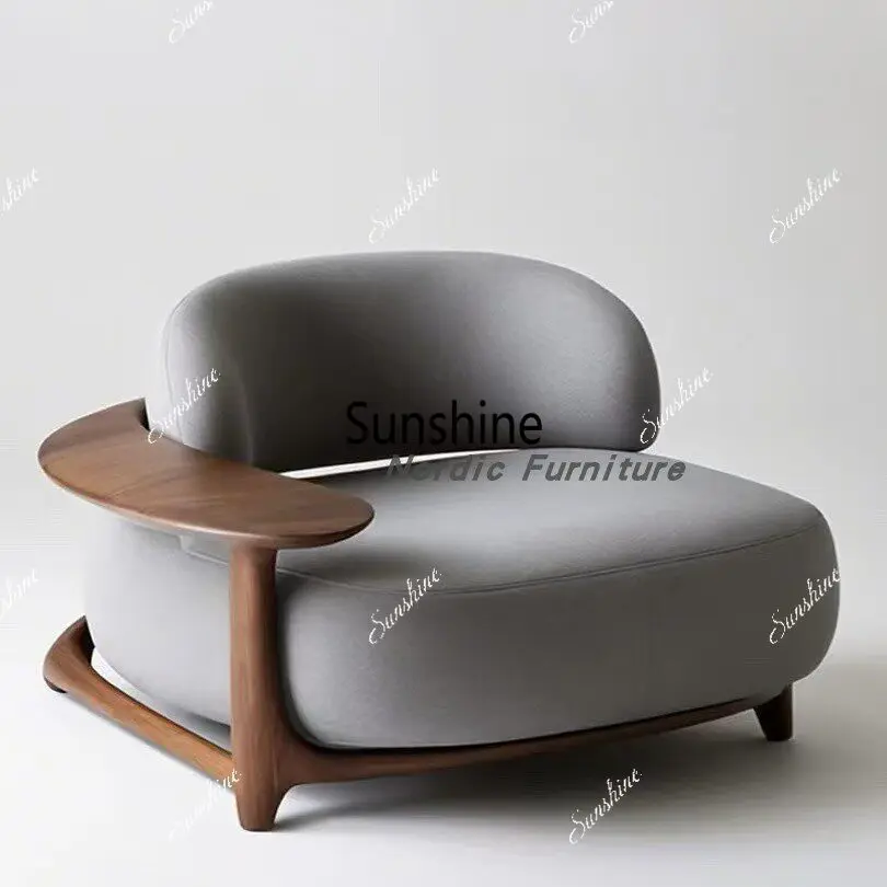 Nordic light luxury solid wood sofa home bedroom meeting single chair