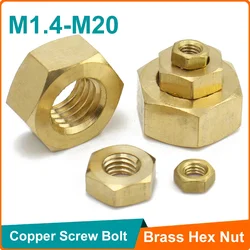 1-100 stks DIN934 Massief Messing Koper Hex Zeskantmoer voor M1.4 M1.6 M2 M2.5 M3 M4 M5 M6 M8 M10 M12 M14 M16 M18 M20 - M20 Schroef Bolt