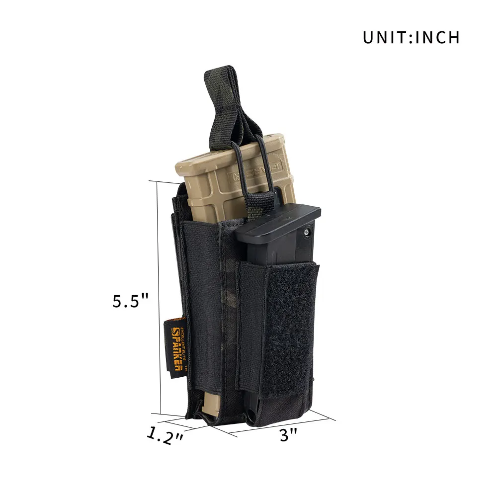 Tactical Pistol Mag Pouch Open-Top Single Mag Pouch for M4 M14 M16 AK AR Elastic Kangaroo Rifle Magazines Mag Pouch