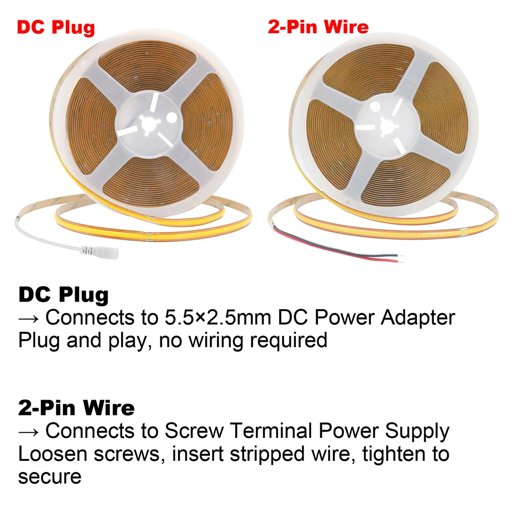 Super Bright 720 LEDs/m COB LED 12V 24V Strip Light Free Cut 2m 5m 10m 20m 3000K 4000K 6000K DC/2pin Flexible Lights Tape 0.5m