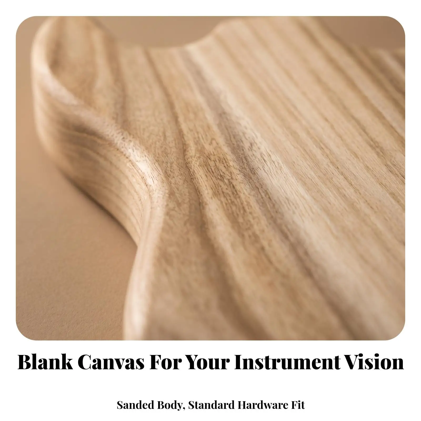 Paintable Electric Guitar Body Blank | Sanded and Polished Surface, Paulownia Wood Guitar Body, for Luthiery Projects