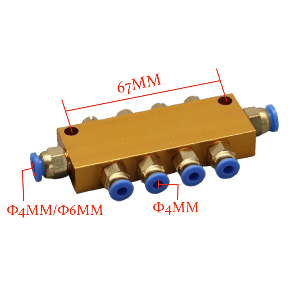 4 5 Way Adjustable Oil Distributor 4mm 6mm In 4mm Out for Lubrication Pump System Separator Pneumatic Plug In Connector 