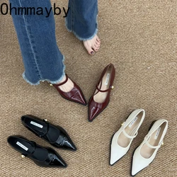 Designer Thick Heel Women Mary Jane Shoes Fashion Pointed Toe Shoes 2026 Spring Party Wedding Prom Female Pumps
