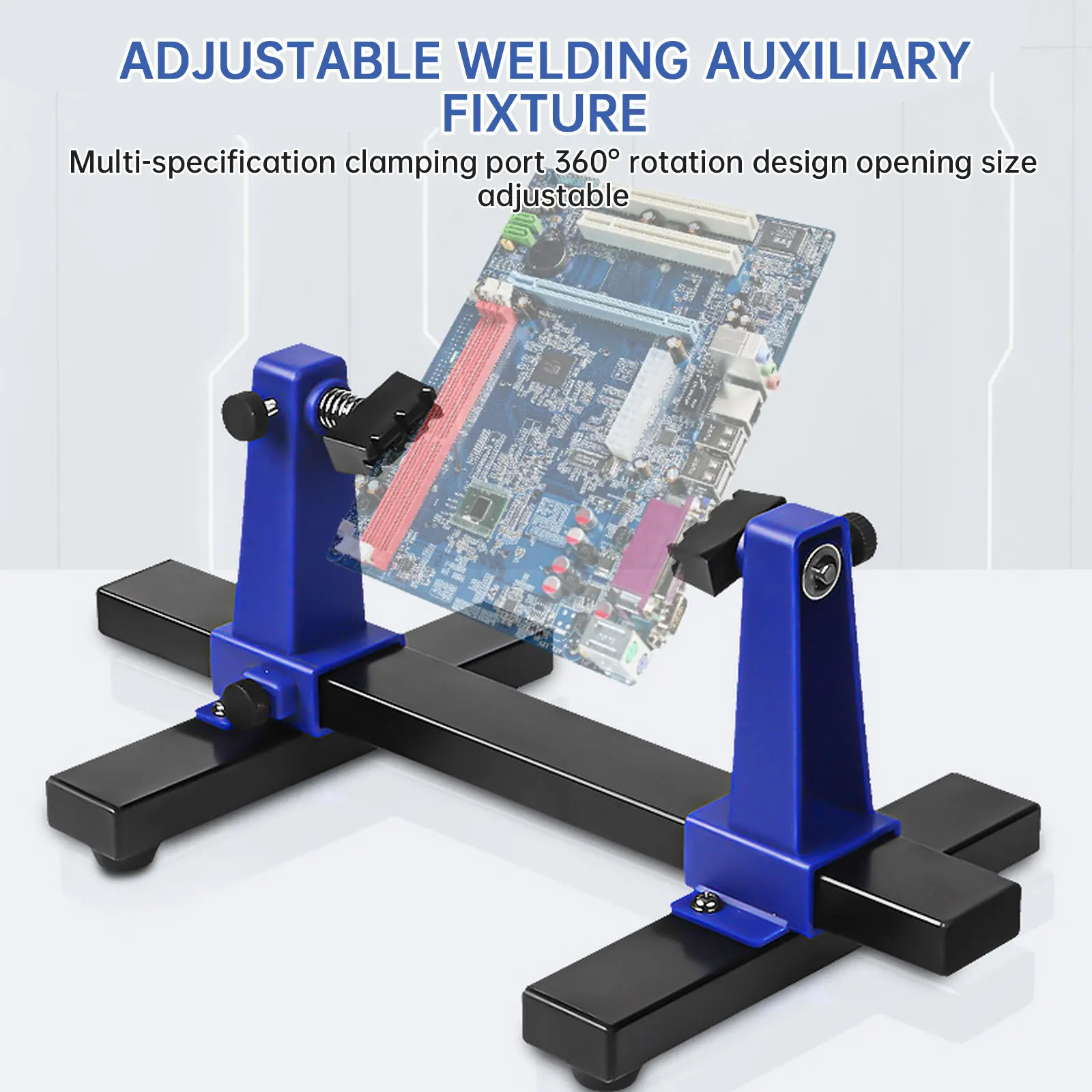 

Circuit Board PCB Holder Adjustable Welding Bracket 360 de Auxiliary Clamp Repair Tool Clamping Kit Heavy Duty Base Plate