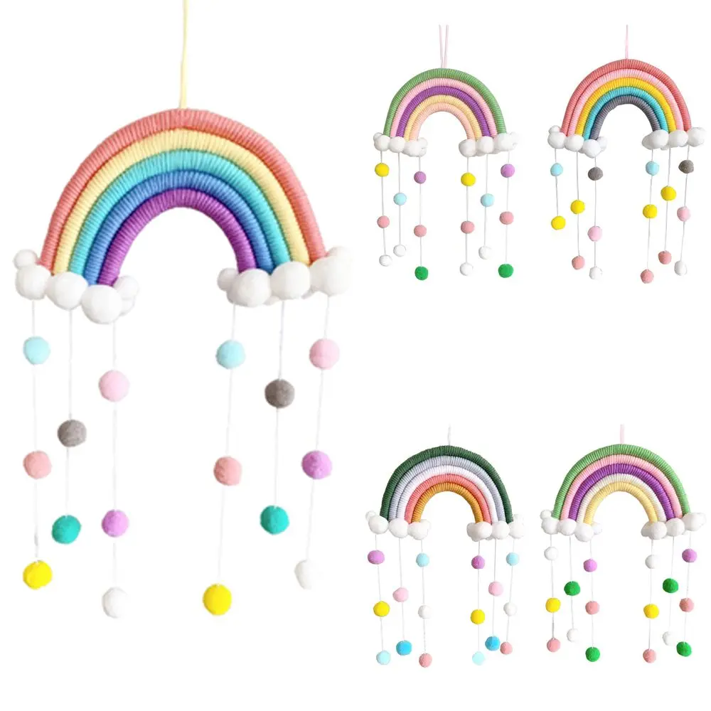 Pompon Makramee Regenbogen Wolken Wandteppich Wandbehang Dekor handgemachte gewebte Foto Requisite Raum dekoration Handwerk