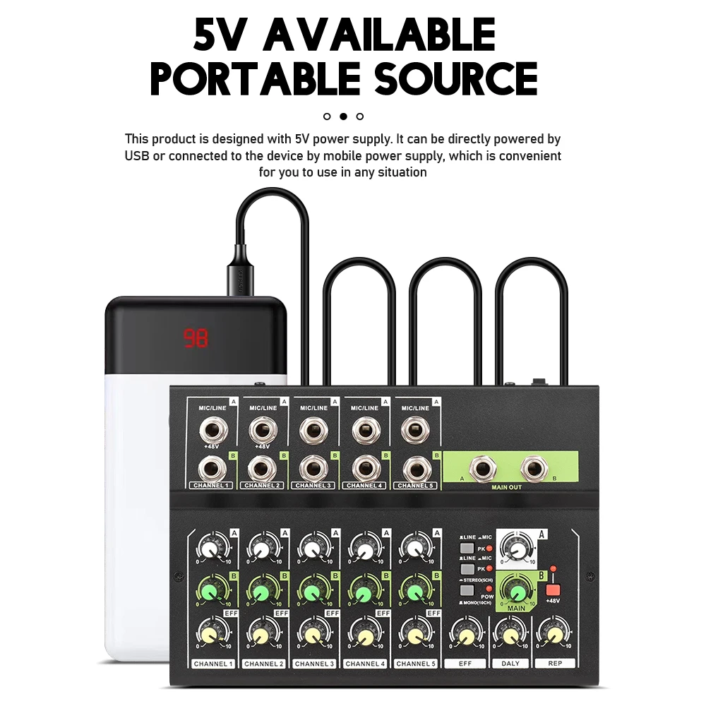 Console di missaggio a 10 canali mixer audio digitale mixer microfono stereo riverbero e alimentatore phantom 48v per live karaok