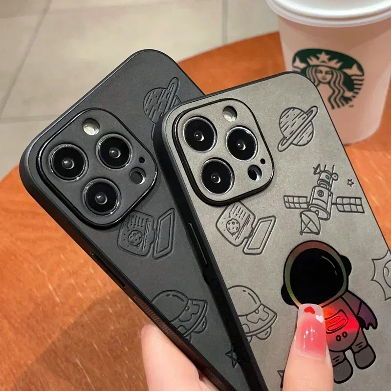 Luxury Cortex Astronaut Phone Case For iPhone 15 14 13 12 11 Pro Max 7 8 Plus X Xs XR Max Laser Bumper Cases Cover